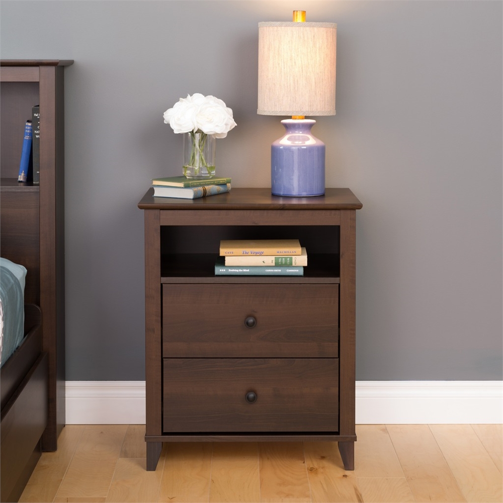 Yaletown 2-Drawer Tall Nightstand, Espresso. Picture 2