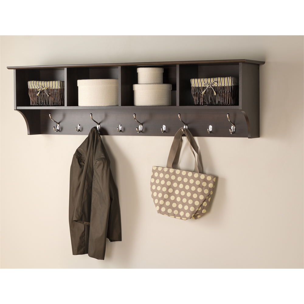Espresso 60" Wide Hanging Entryway Shelf. Picture 1