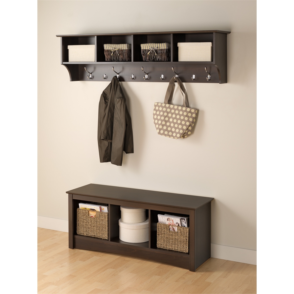 Espresso 60" Wide Hanging Entryway Shelf. Picture 3