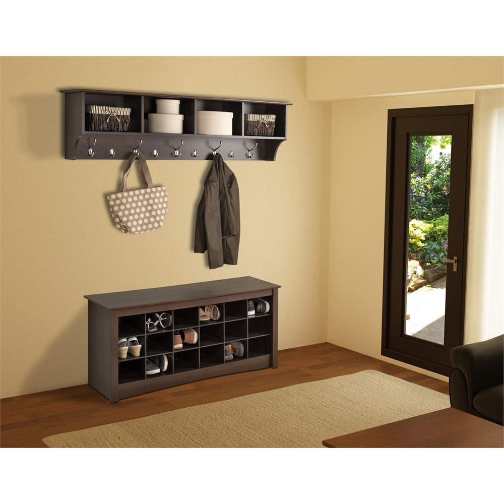 Espresso 60" Wide Hanging Entryway Shelf. Picture 2