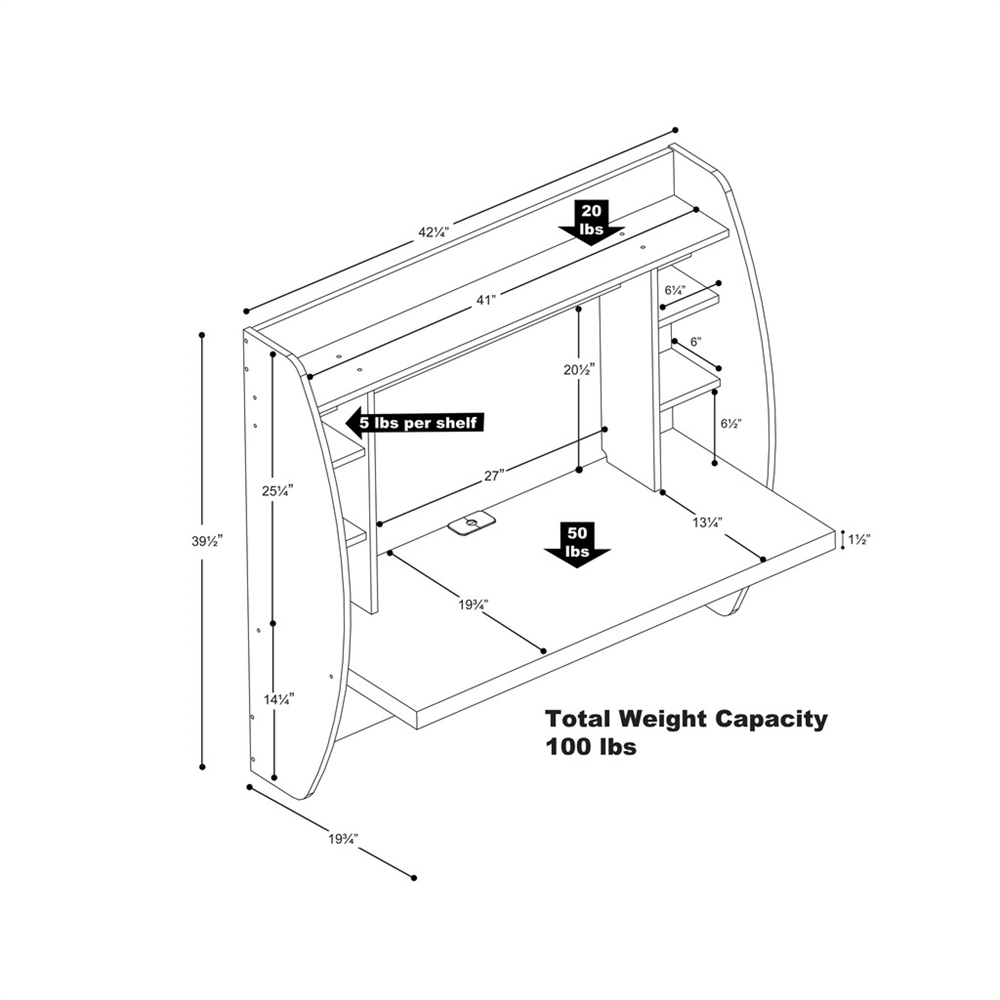 Espresso Floating Desk with Storage. Picture 4