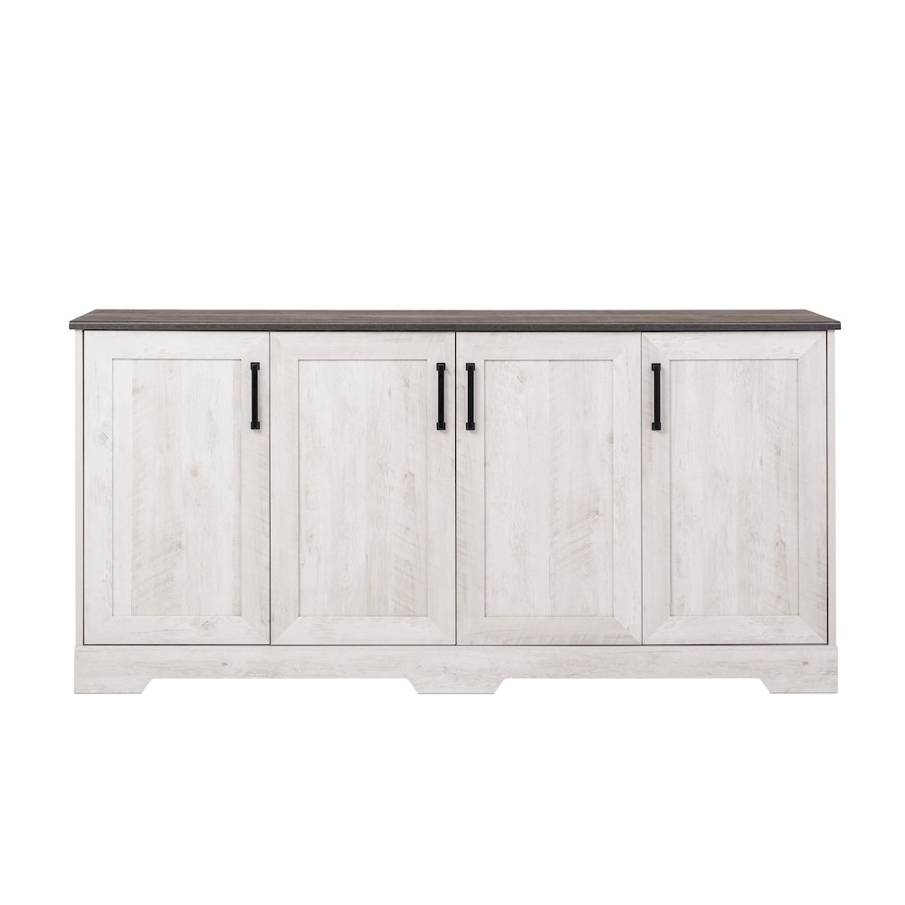 Rustic Ridge 4-Door Console Table Washed White Engineered Wood Sideboard. Picture 11
