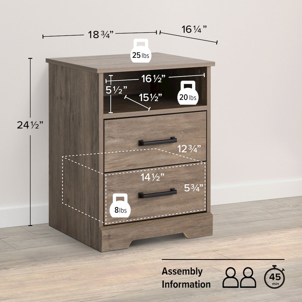Nightstand Bedside Table, Brown Nightstand for Bedroom. Picture 4