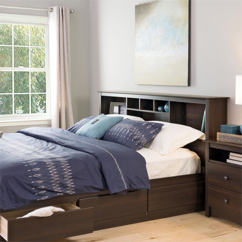 Espresso King Bookcase Headboard. Picture 3
