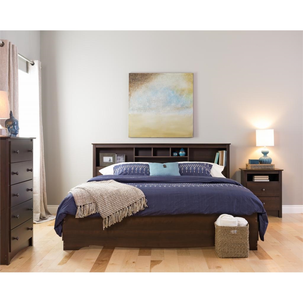 Espresso King Bookcase Headboard. Picture 4