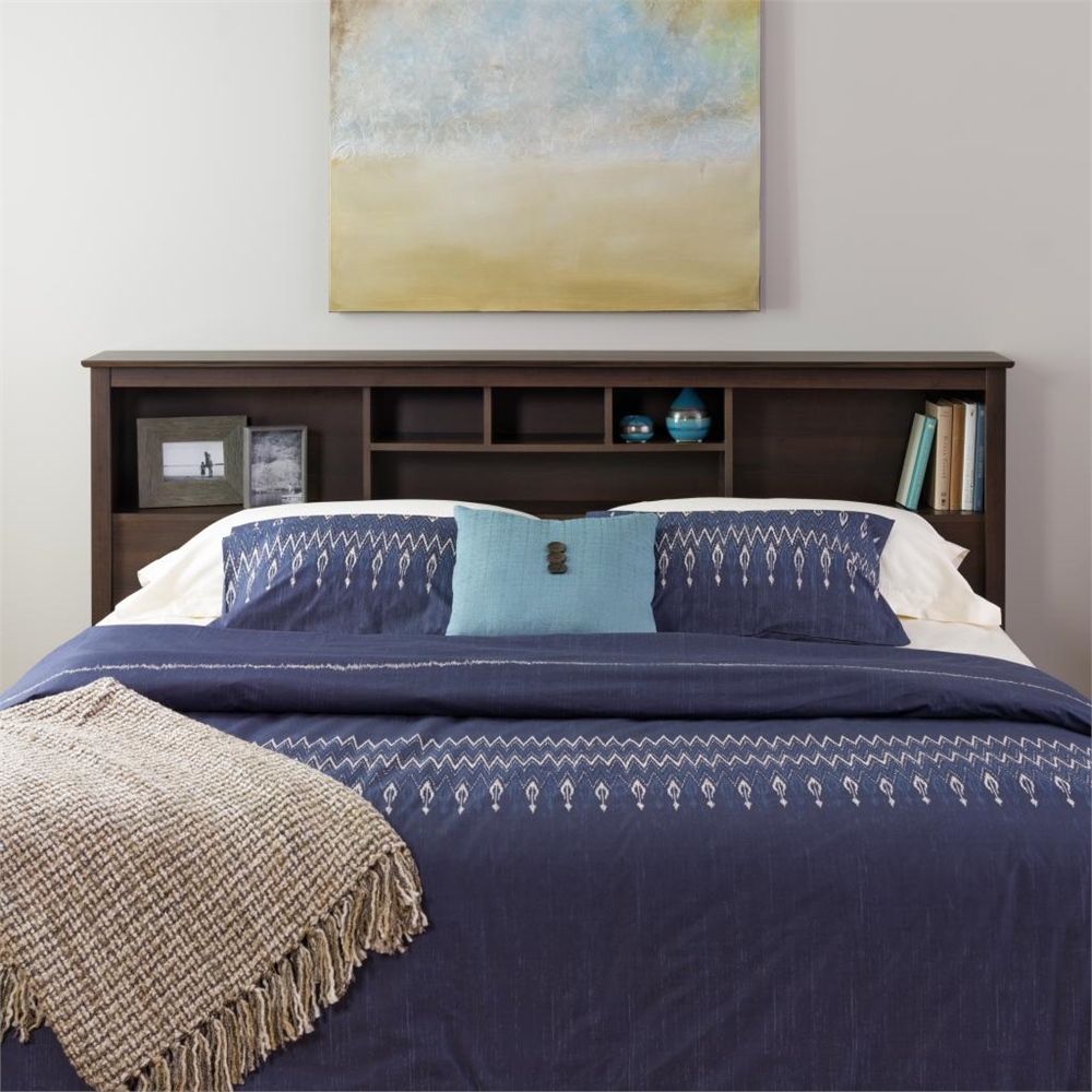 Espresso King Bookcase Headboard. Picture 2