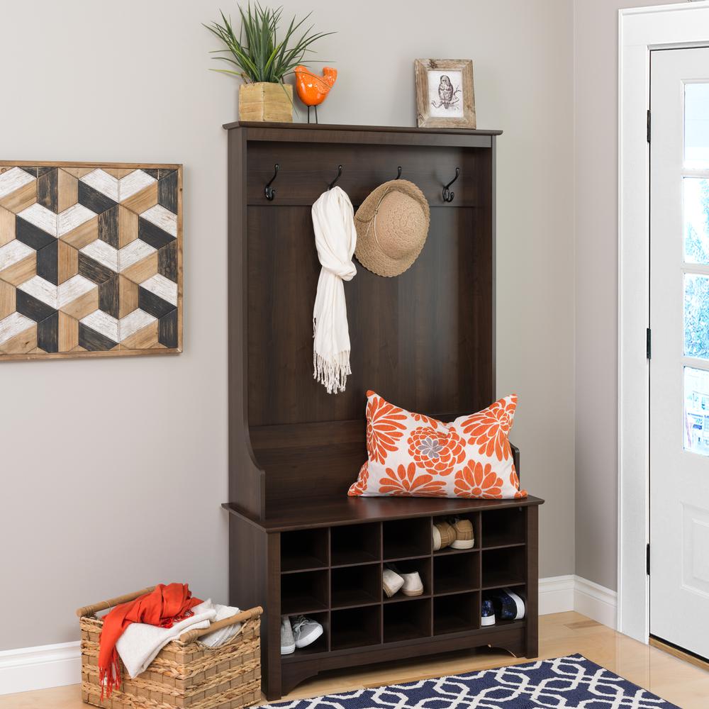 Hall Tree with Shoe Storage - Espresso. Picture 3