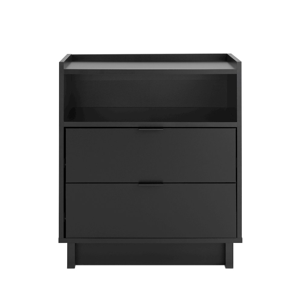 Simply Modern Black 2 Drawer 23.75" W Nightstand. Picture 1