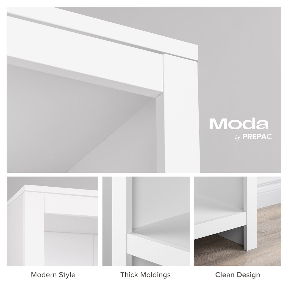 Moda 5-Tier Tall Bookcase White Engineered Wood Bookshelf with Storage. Picture 5