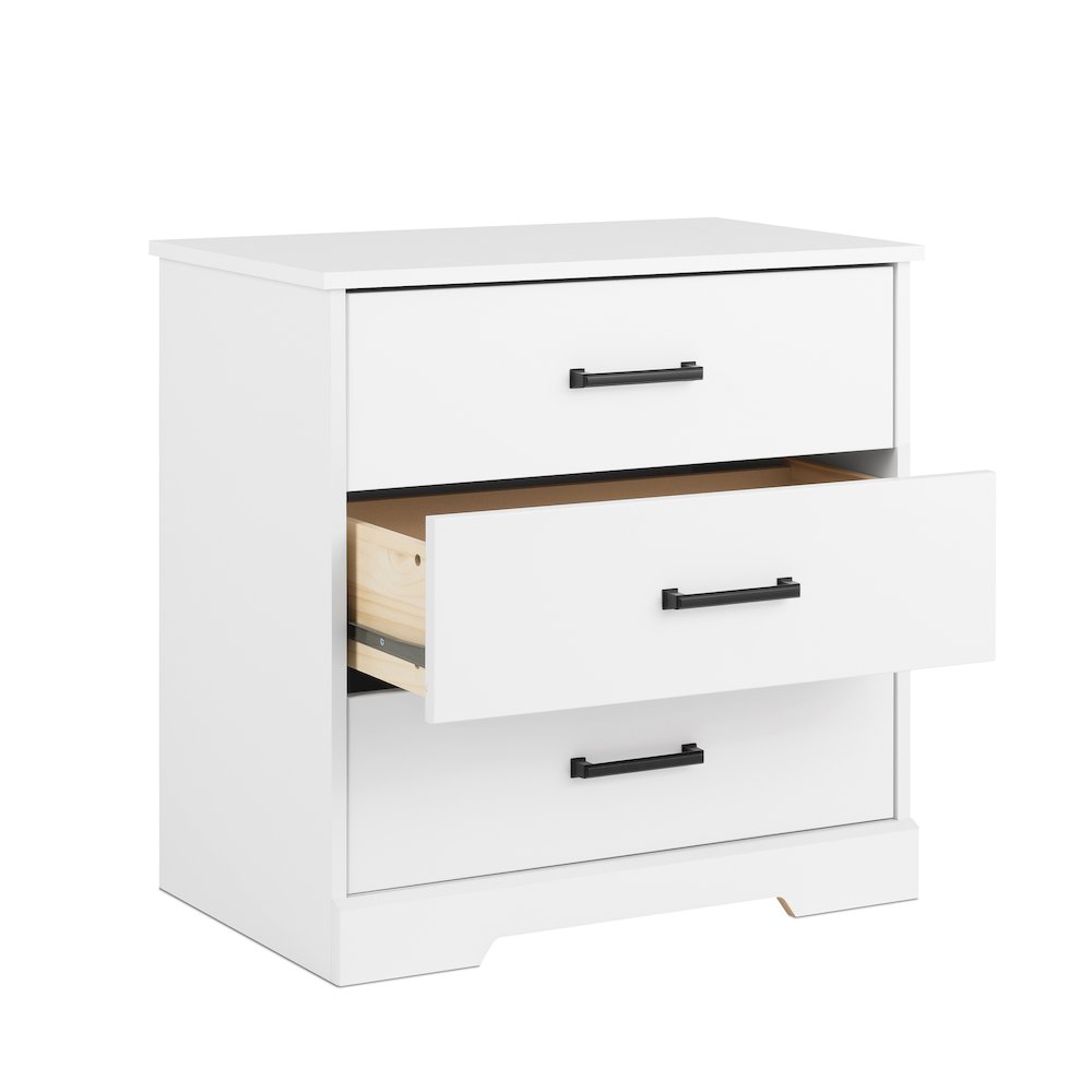 Nightstand Bedside Table, White Nightstand for Bedroom, End Table with 3 Drawers. Picture 10