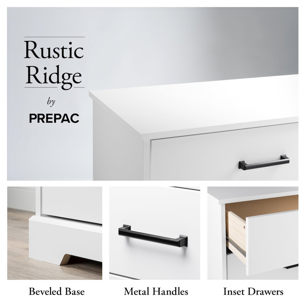 Rustic Ridge White 6 Drawer 18.5"D x 23.75"W x 51.5"H Dresser. Picture 7