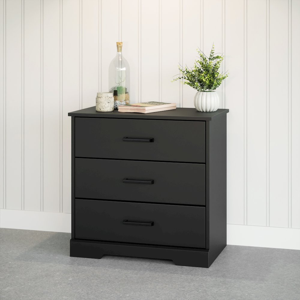 Nightstand Bedside Table, Black Nightstand for Bedroom, End Table with 3 Drawers. Picture 6