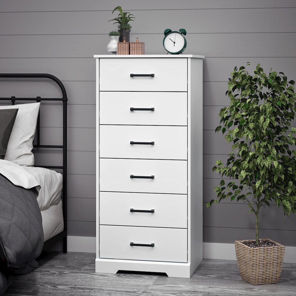Rustic Ridge White 6 Drawer 18.5"D x 23.75"W x 51.5"H Dresser. Picture 6