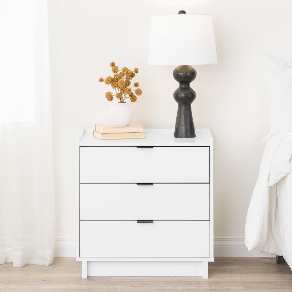 Simply Modern White 3 Drawer 26.5" W Nightstand. Picture 6