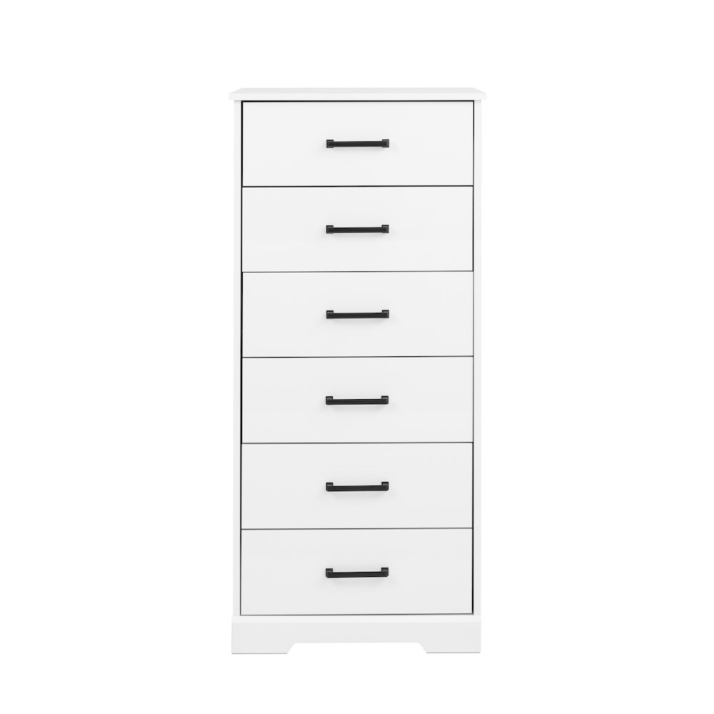 Rustic Ridge White 6 Drawer 18.5"D x 23.75"W x 51.5"H Dresser. Picture 1