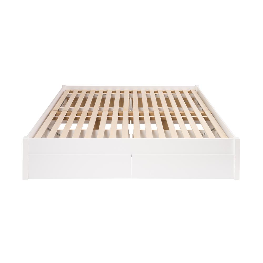 King Select 4-Post Platform Bed with 4 Drawers, White. Picture 3