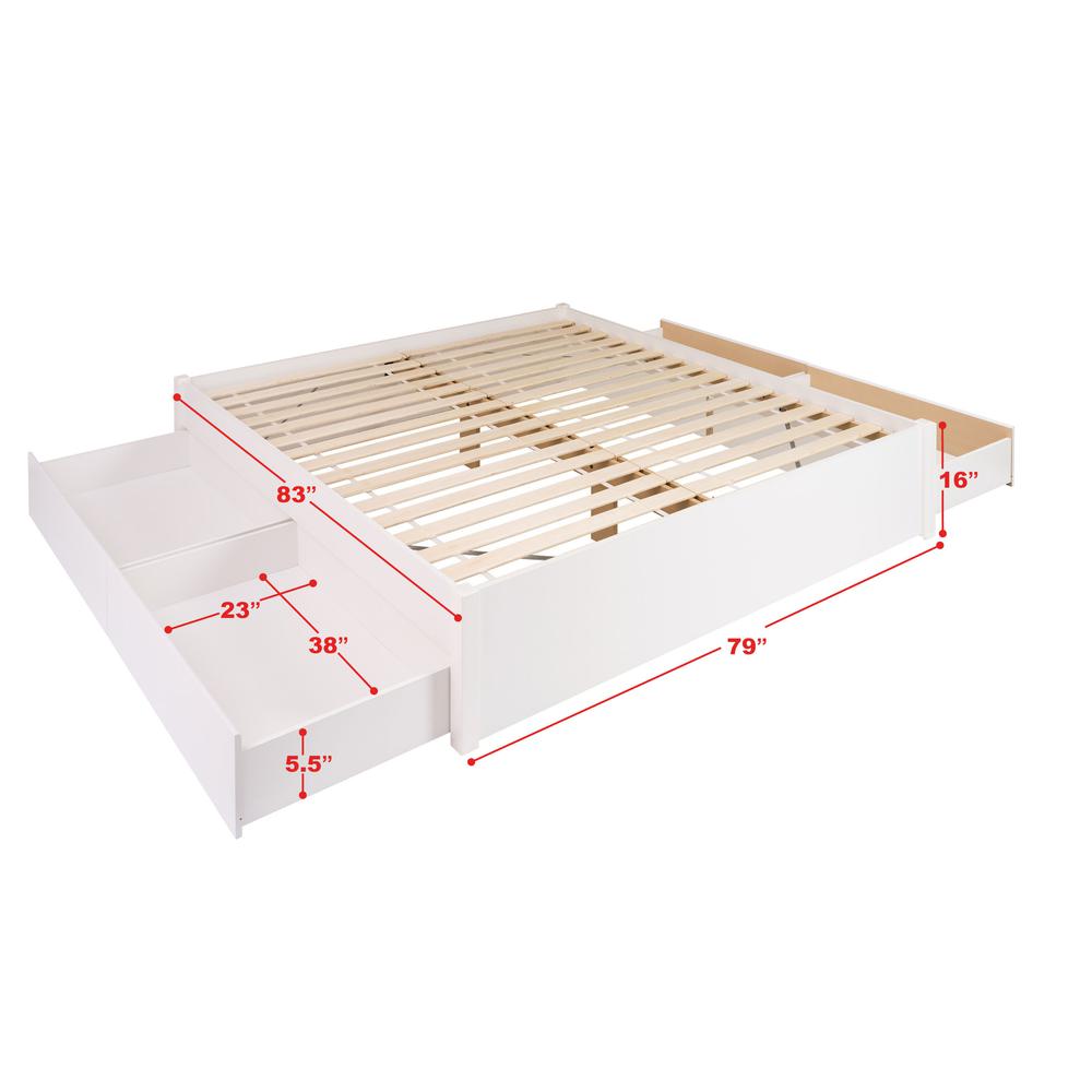 King Select 4-Post Platform Bed with 4 Drawers, White. Picture 6
