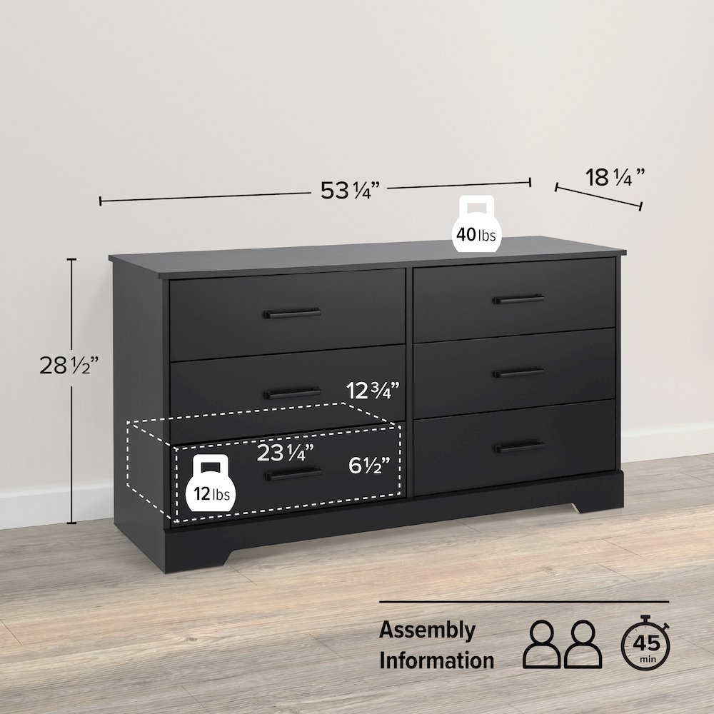 Dresser, Black Dresser for Bedroom, Chest of Drawers with 6 Drawers. Picture 4