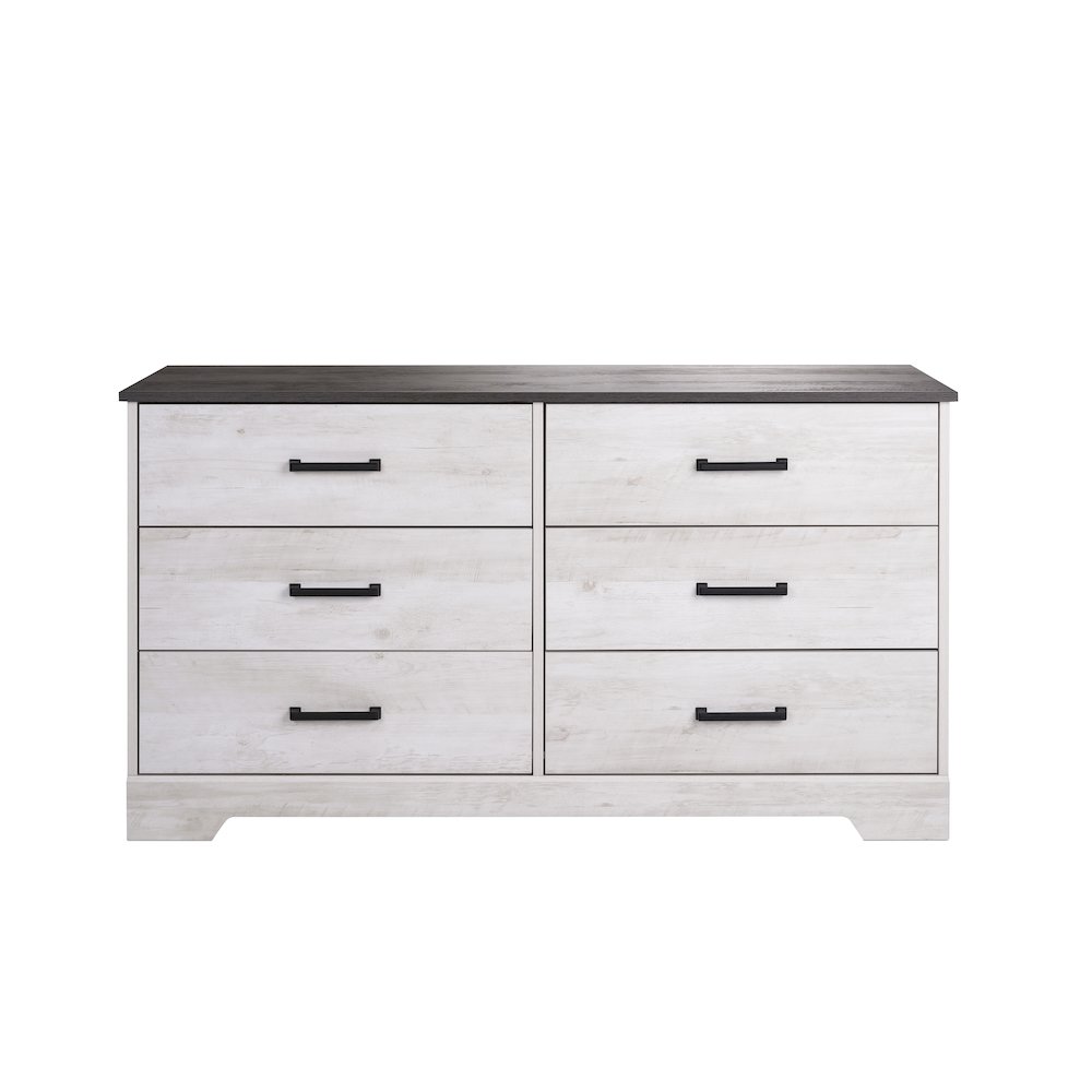 Chest, Wooden Bedroom Dresser with 6 Storage Drawers, 18.25in x 53.25in x 28.5in. Picture 1