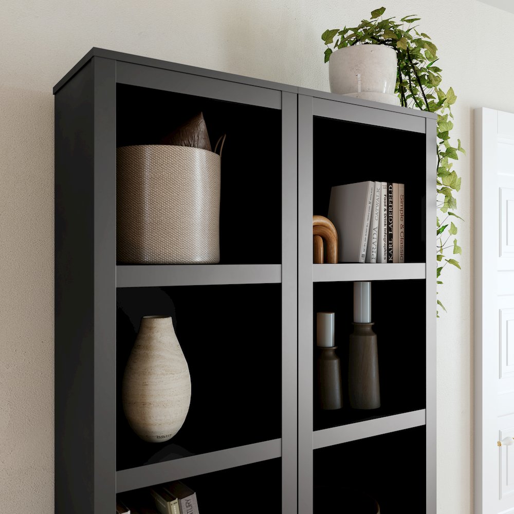 Moda 80" Tall 5-Tier Narrow Bookcase in Black with 5 Shelves. Picture 10