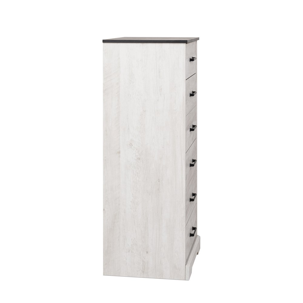 Rustic Ridge Washed White 6 Drawer 18.5"D x 23.75"W x 51.5"H Dresser. Picture 12