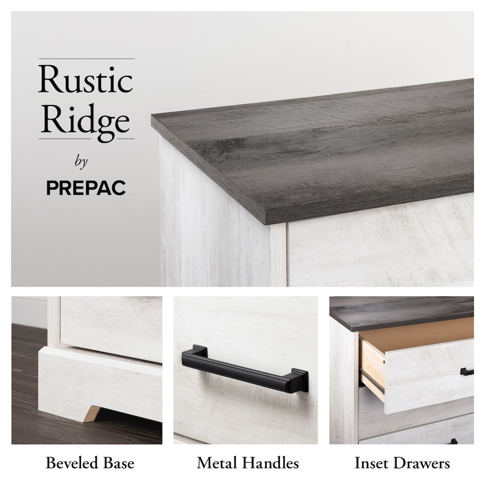 Rustic Ridge Washed White 6 Drawer 18.5"D x 23.75"W x 51.5"H Dresser. Picture 8