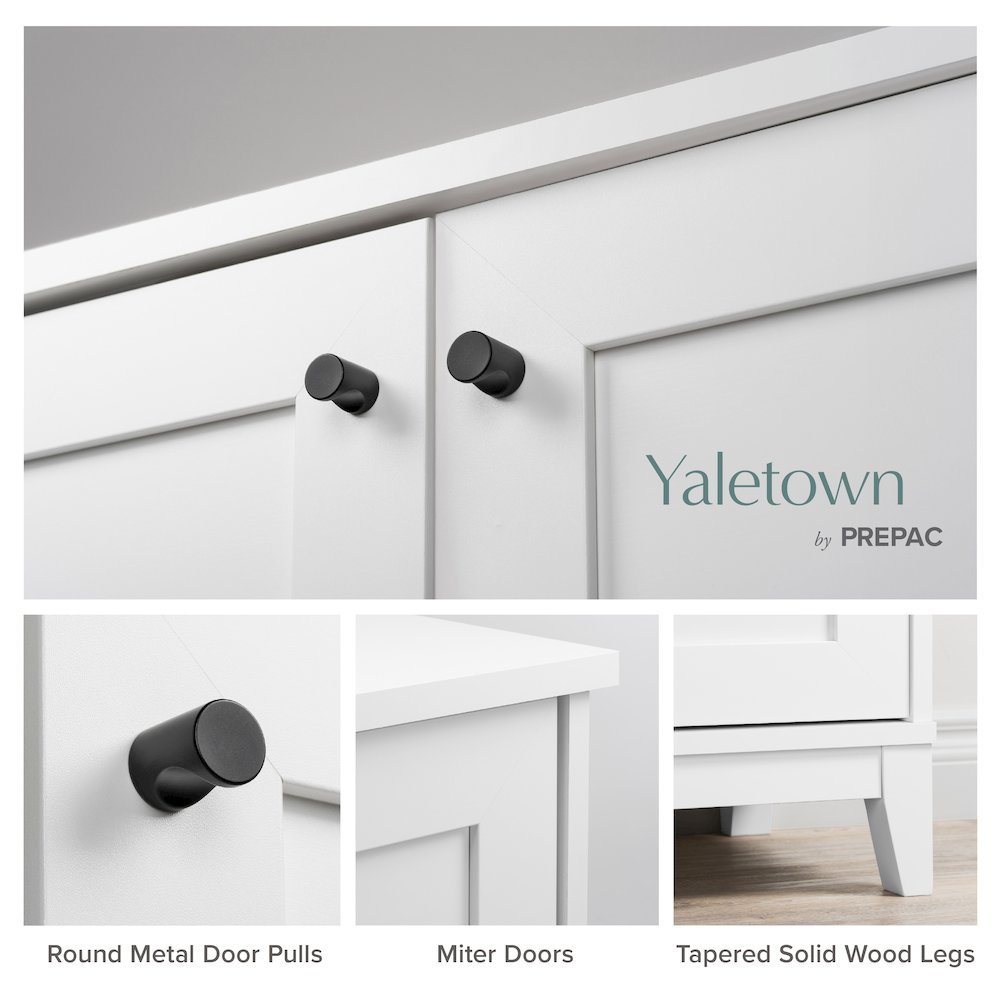 Yaletown 2-Door Bookcase with 3 Shelves White Engineered Wood Cabinet. Picture 5