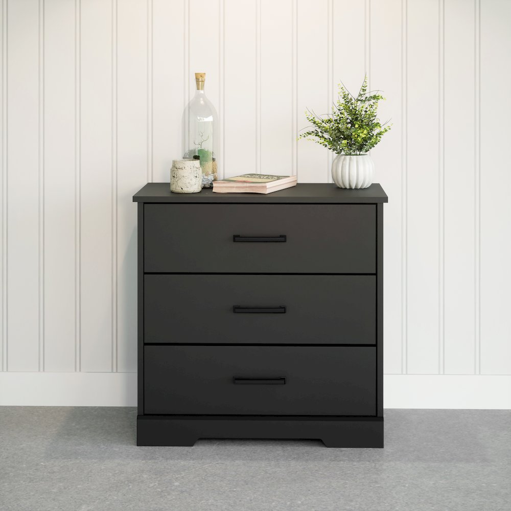 Nightstand Bedside Table, Black Nightstand for Bedroom, End Table with 3 Drawers. Picture 5