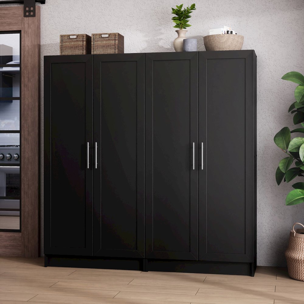 Elite Accent Cabinet with Panel Doors, Black Storage Cabinet, Bathroom Cabinet. Picture 6