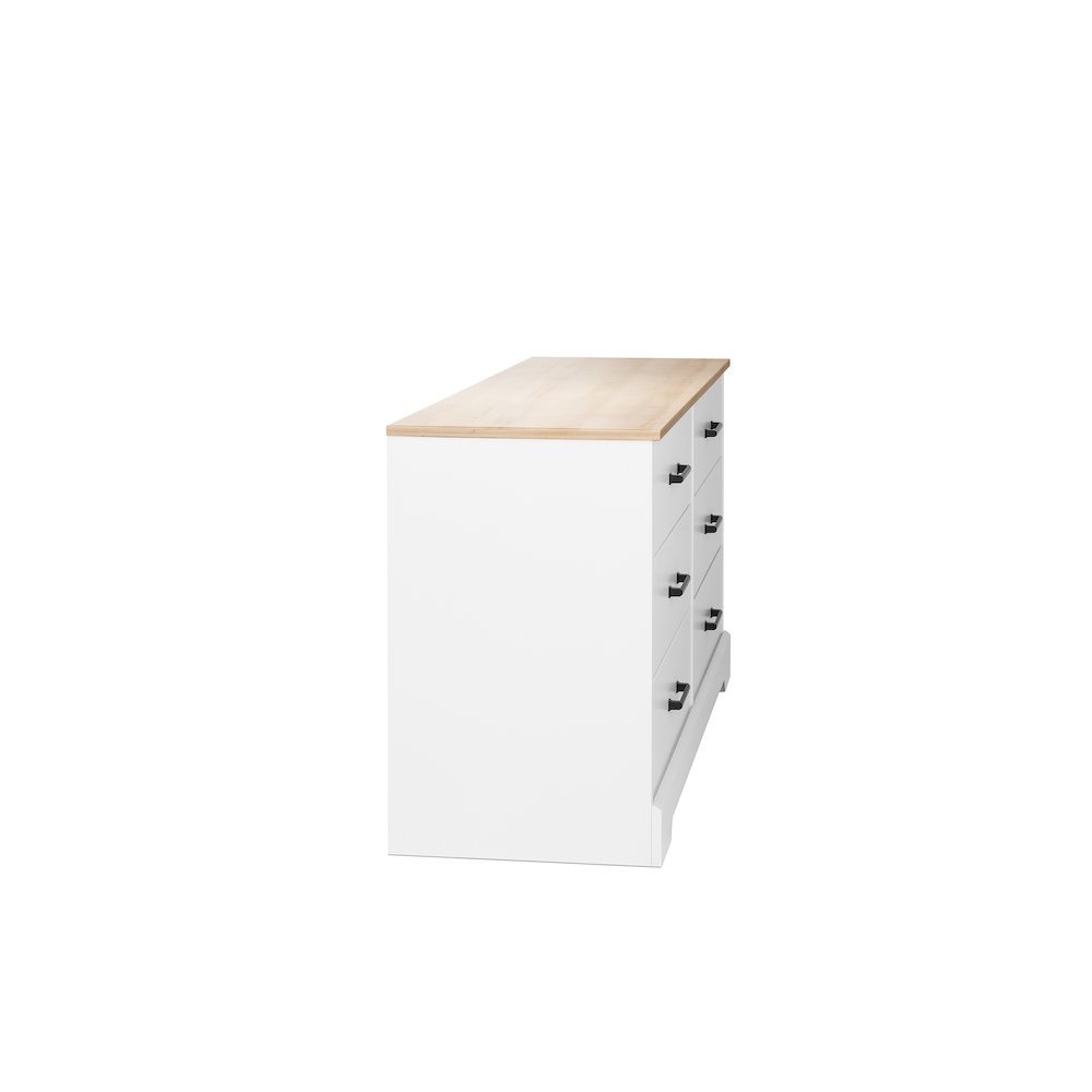 Rustic Ridge 6 Drawer Dresser, 18.25" D x 53.25" W x 28.5" H, White & Oak. Picture 11
