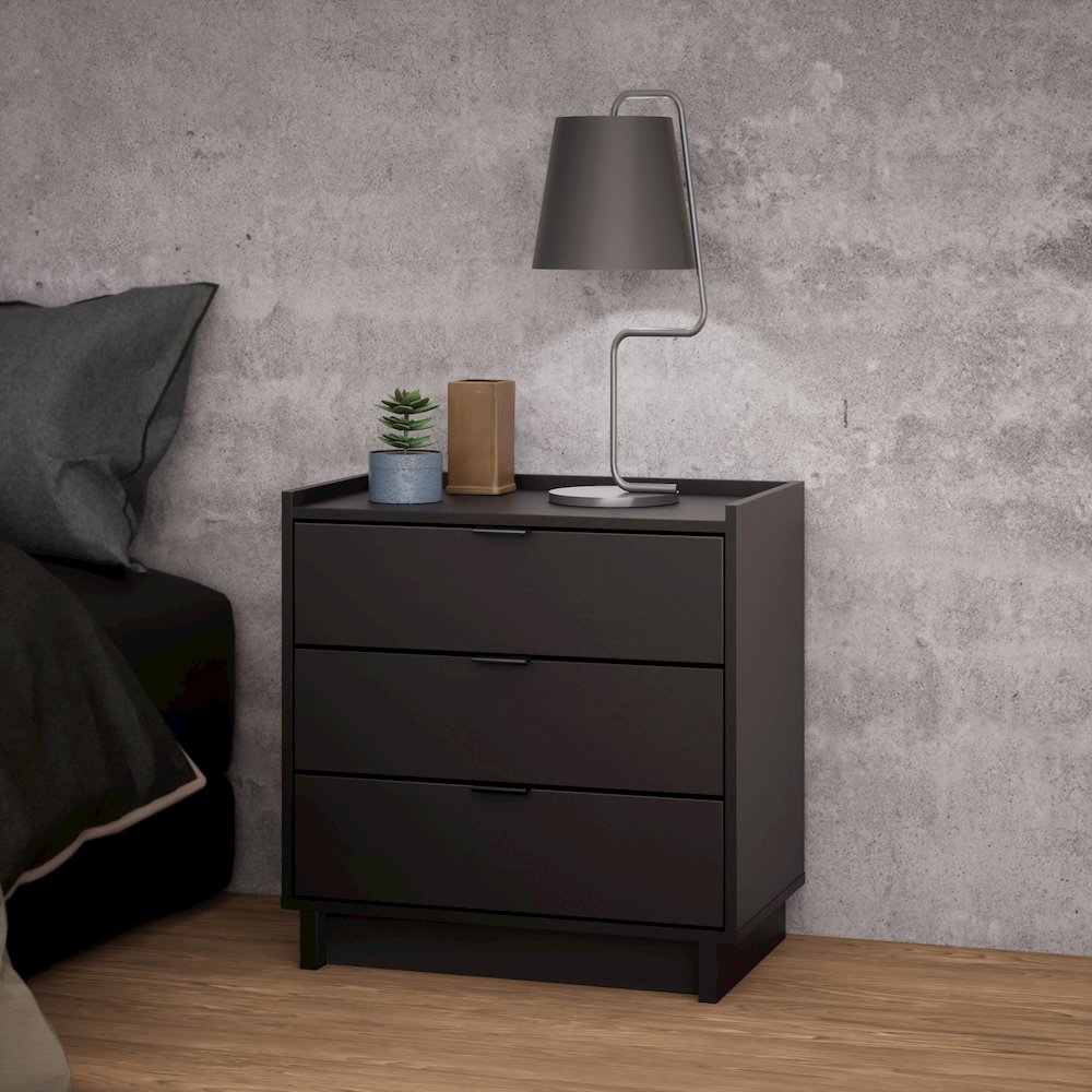 Simply Modern Black 3 Drawer 26.5" W Nightstand. Picture 5