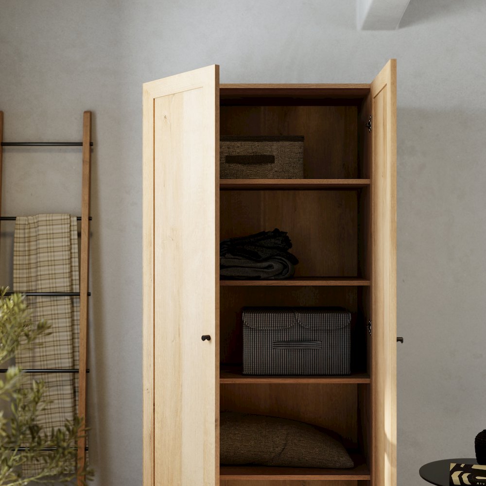 Yaletown 72" Tall Storage Cabinet in Natural Oak with Solid Wood Legs. Picture 11