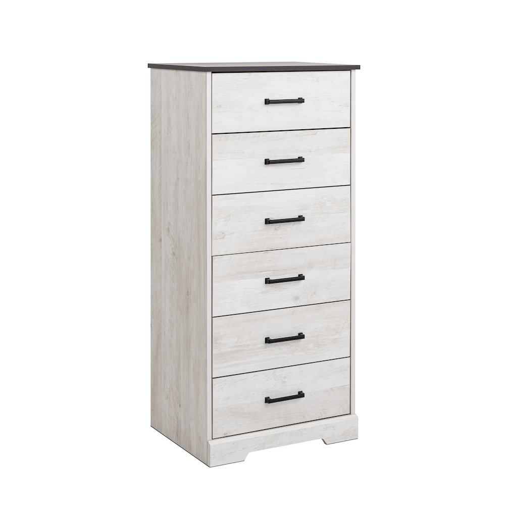 Rustic Ridge Washed White 6 Drawer 18.5"D x 23.75"W x 51.5"H Dresser. Picture 2