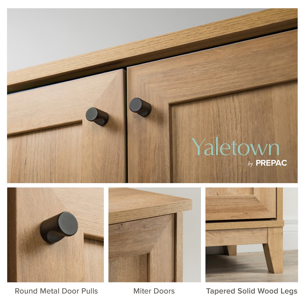 Yaletown 2-Door Bookcase with 3 Shelves Oak Engineered Wood Cabinet. Picture 5