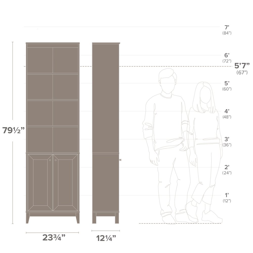 Yaletown 2-Door Bookcase with 3 Shelves Oak Engineered Wood Cabinet. Picture 3