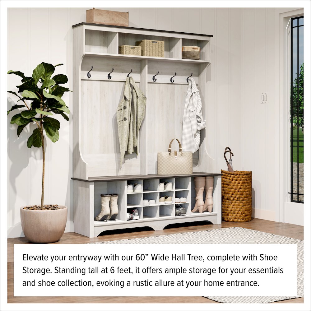 Washed White Entryway Cabinet, Shoe Cabinet, Hallway Storage Cabinet. Picture 9
