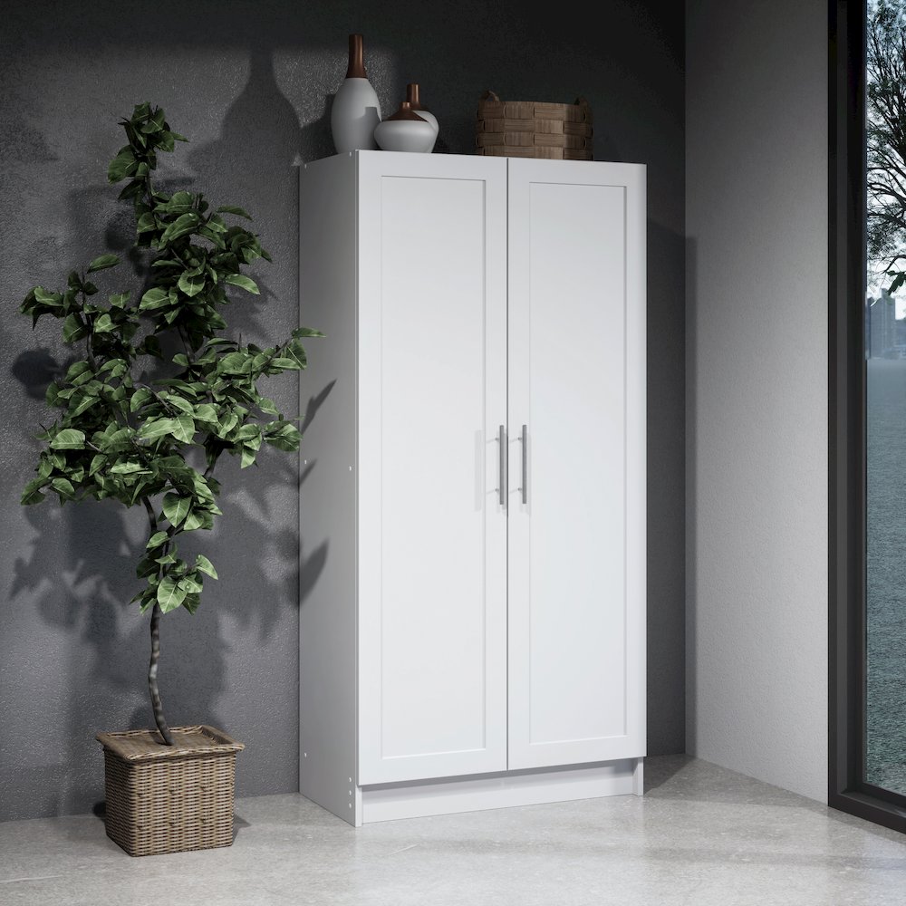 Elite Accent Cabinet with Panel Doors, White Storage Cabinet, Bathroom Cabinet. Picture 5