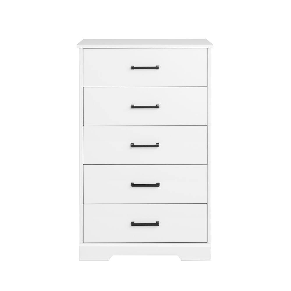 Rustic Ridge White 5 Drawer 18.5"D x 27.5"W x 43.5"H Dresser. Picture 1