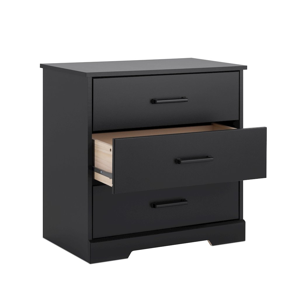 Nightstand Bedside Table, Black Nightstand for Bedroom, End Table with 3 Drawers. Picture 10