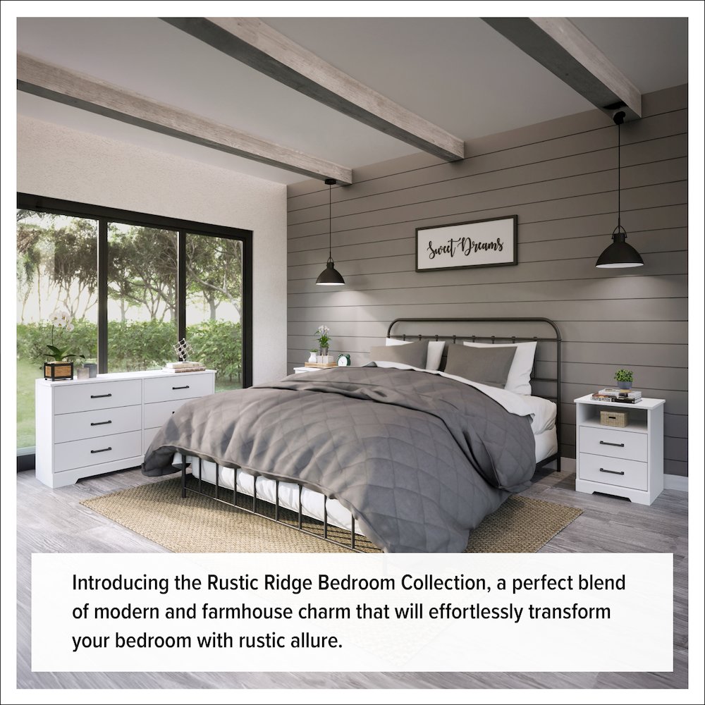 Nightstand Bedside Table, White Nightstand for Bedroom, End Table with 3 Drawers. Picture 8