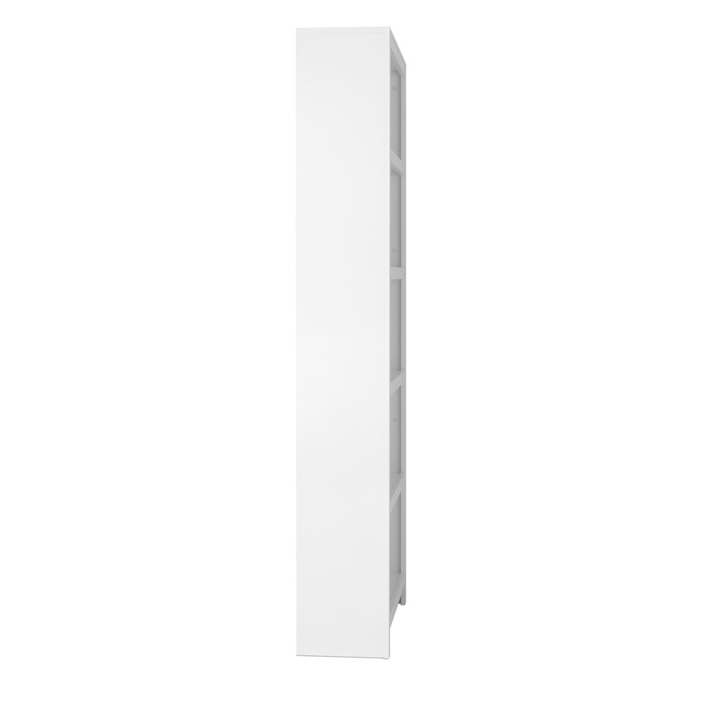 Moda 5-Tier Tall Bookcase White Engineered Wood Bookshelf with Storage. Picture 10