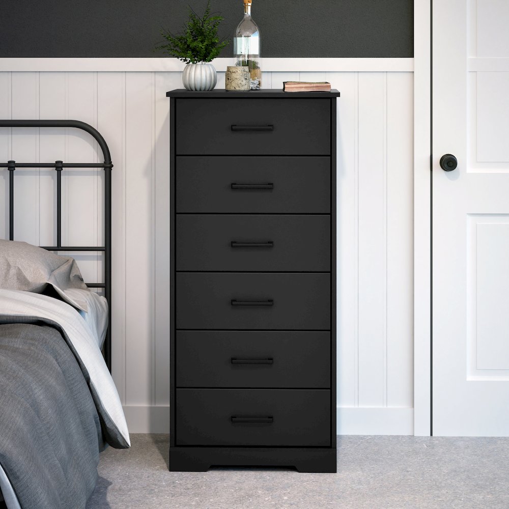 Rustic Ridge Black 6 Drawer 18.5"D x 23.75"W x 51.5"H Dresser. Picture 5