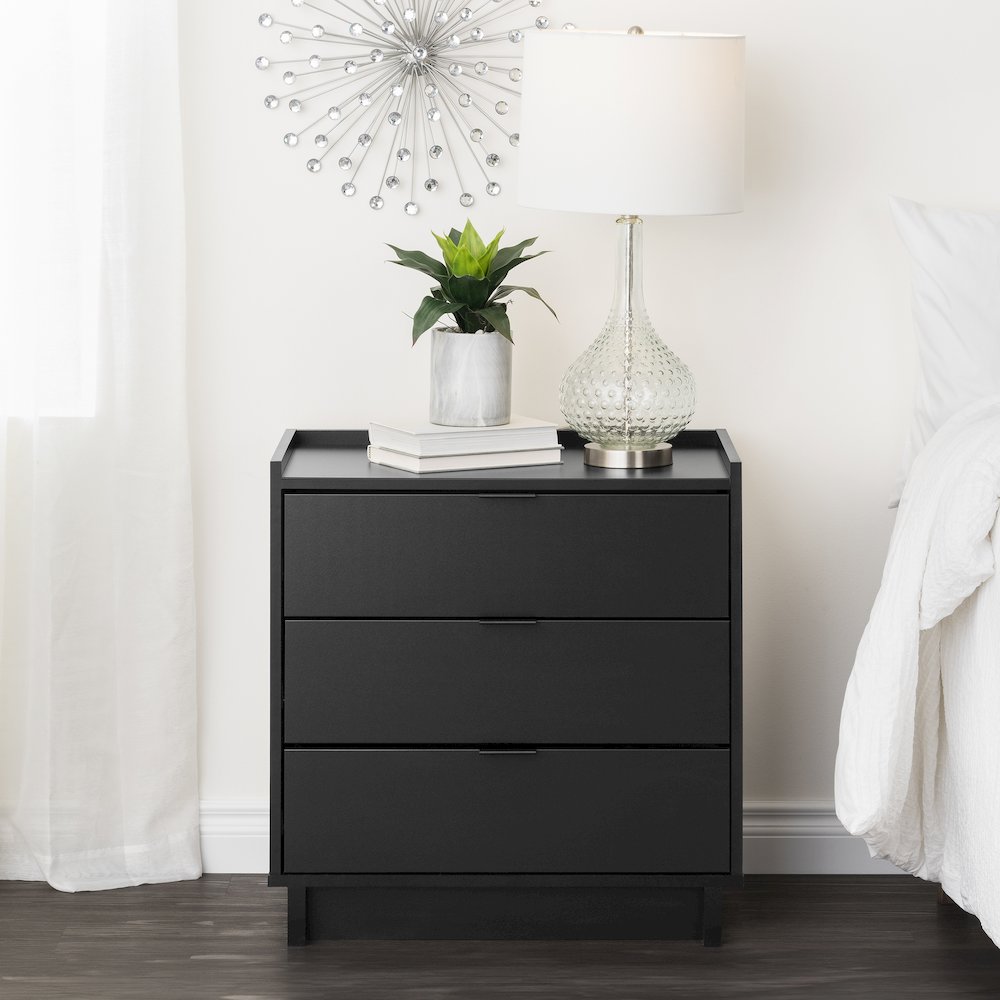 Simply Modern Black 3 Drawer 26.5" W Nightstand. Picture 6