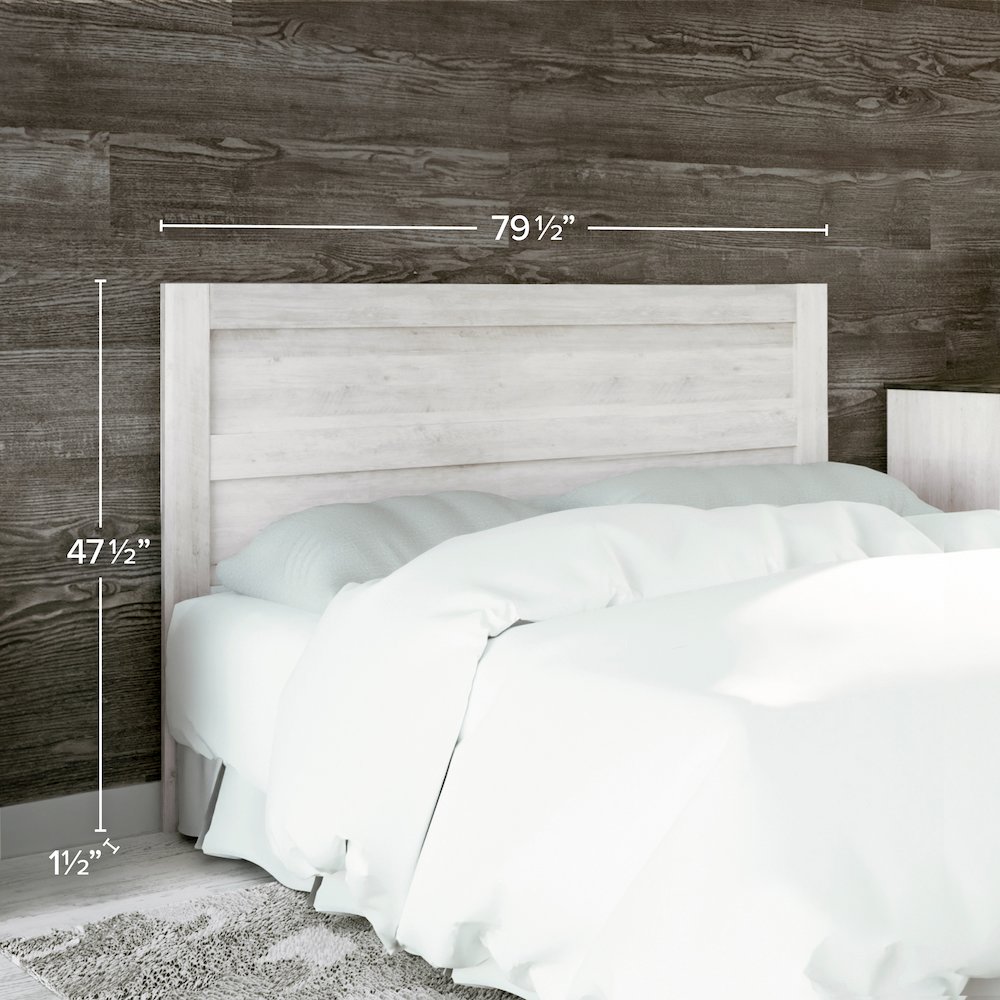 Washed White King Headboard, Bedroom Furniture 79.5" W x 47.5" H x 1.5" D. Picture 5