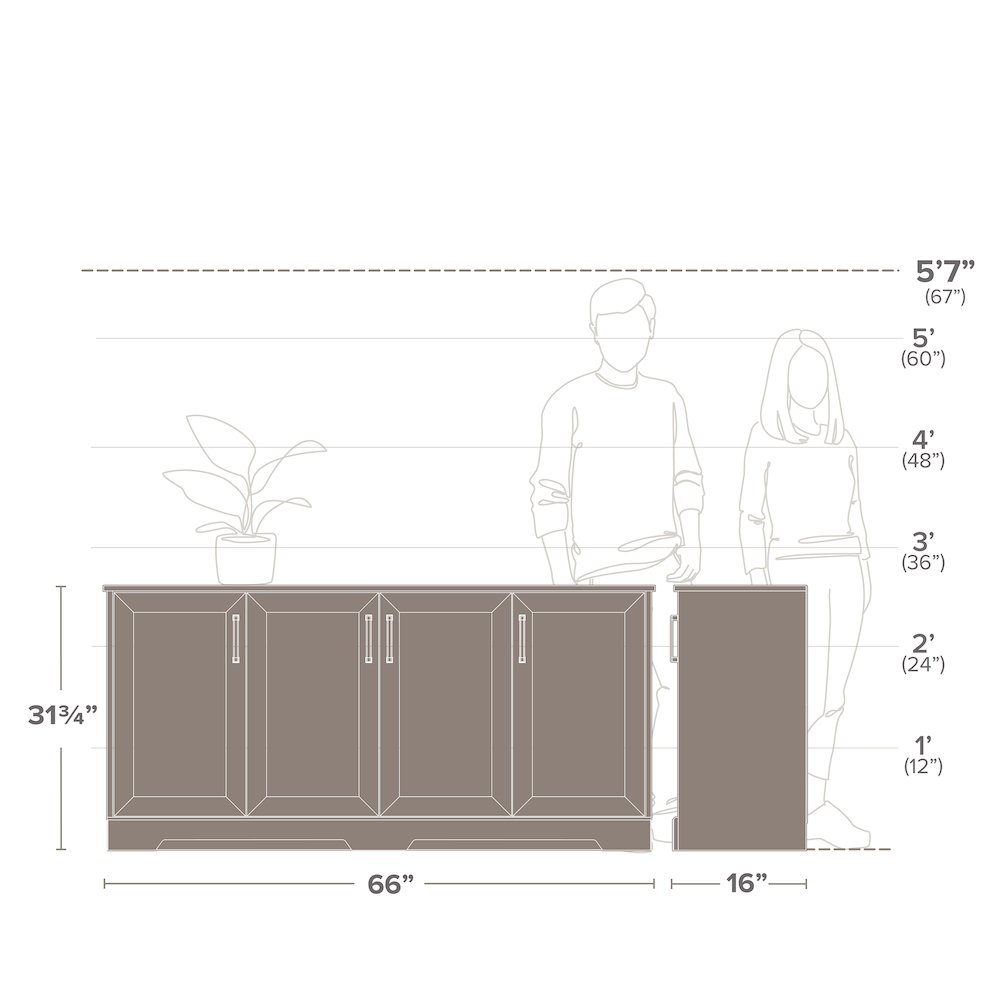 Rustic Ridge 4-Door Console Table Washed White Engineered Wood Sideboard. Picture 3