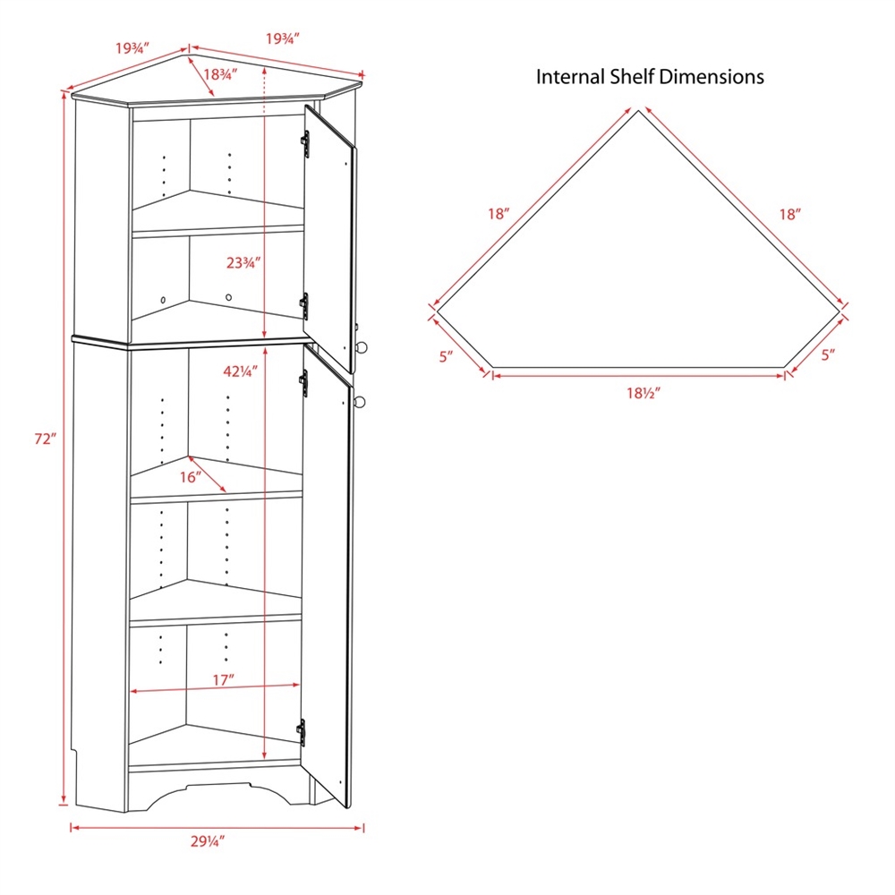 Elite Tall 2-Door Corner Storage Cabinet, White. Picture 6