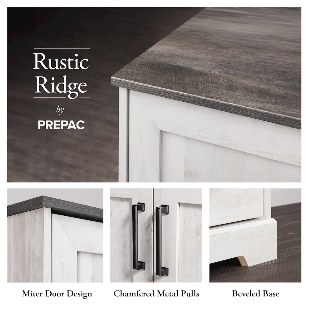 Rustic Ridge 4-Door Console Table Washed White Engineered Wood Sideboard. Picture 5