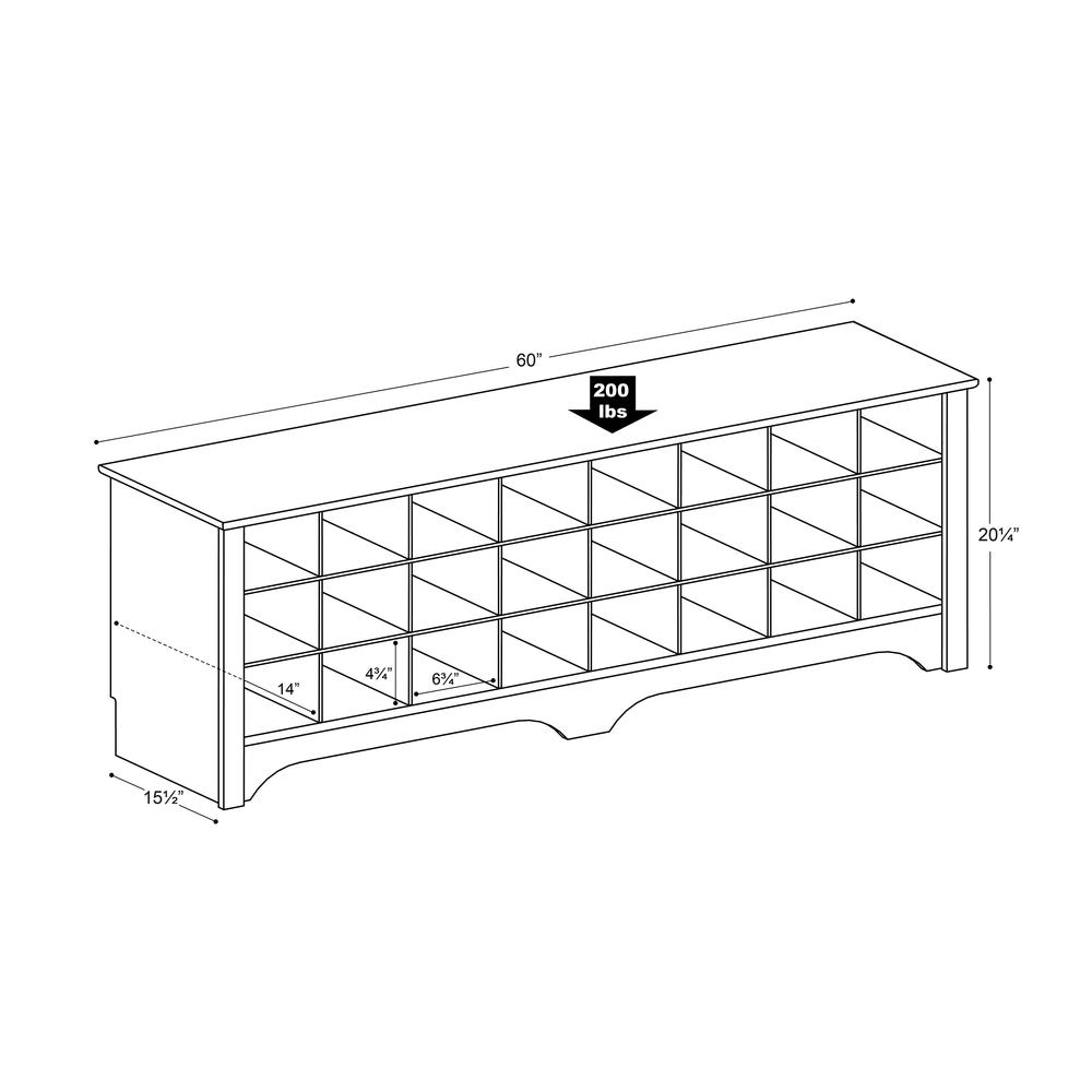 60" Shoe Cubby Bench - Drifted Gray. Picture 7