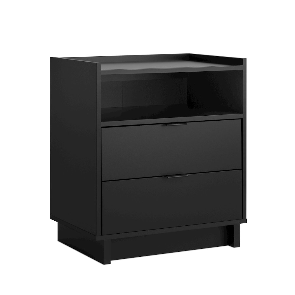 Simply Modern Black 2 Drawer 23.75" W Nightstand. Picture 2