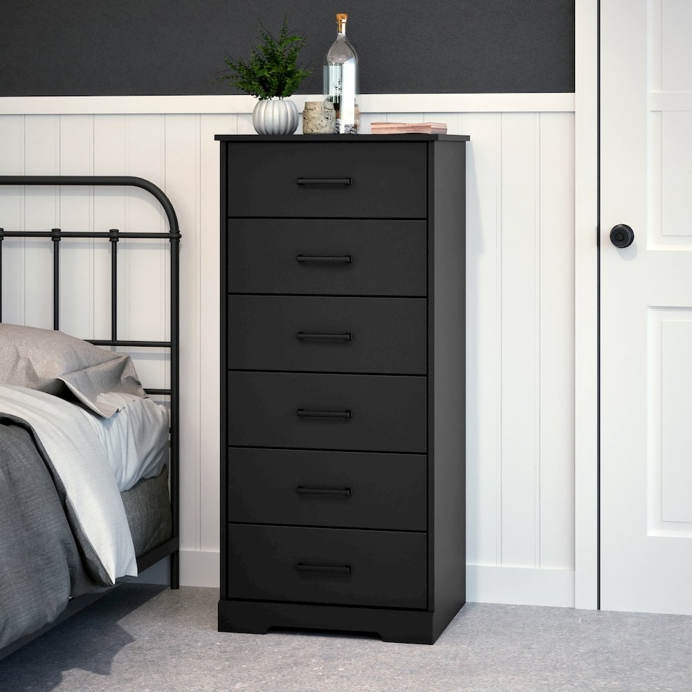 Rustic Ridge Black 6 Drawer 18.5"D x 23.75"W x 51.5"H Dresser. Picture 6